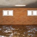 Flooded basement with no furniture
