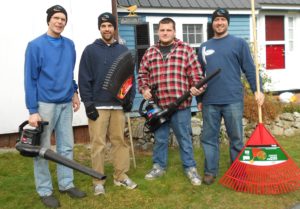 Soil-Away raking leaves